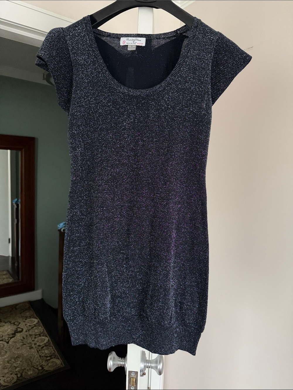 Rendez-Vous Paul & Joe Sister Navy Silver Short Sleeve Bow knit sweater Dress S